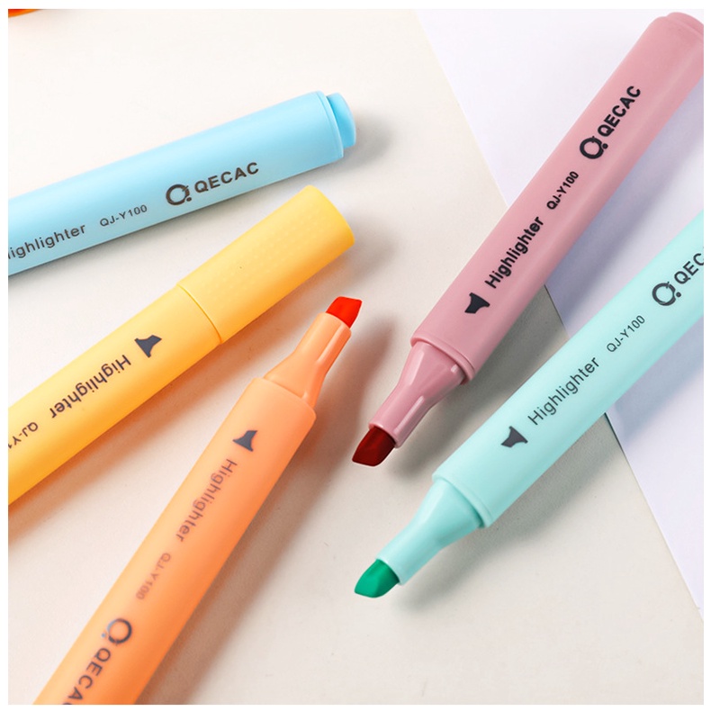 Set 6 bút nhớ highlight đánh dấu dòng QECAC tông màu macaron BAG U QECAC375