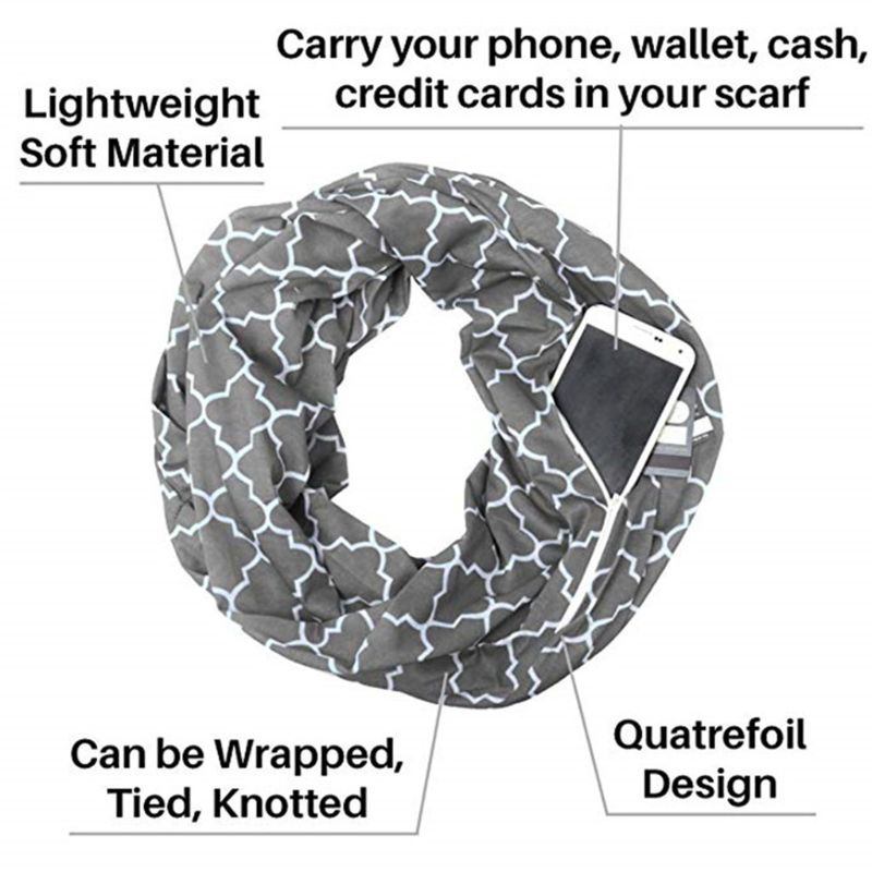 Khăn Choàng Cổ Bốn Lớp Ẩn Có Khóa Kéo Cho Nữ