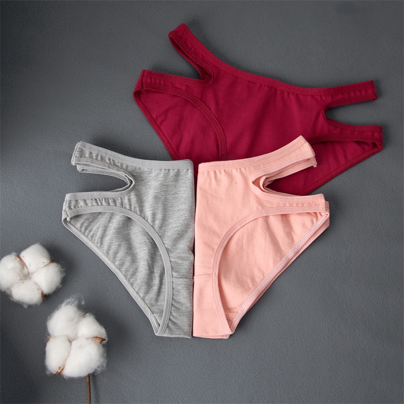 Cute Byte Bộ 2 Quần Lót Cotton Lưng Thấp Màu Trơn Thoải Mái Size S-XL Cho Nữ