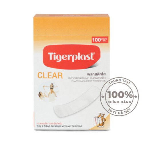 [HỘP 100 CHIẾC] Băng dán cá nhân TigerPlast TRONG SUỐT dính siêu chắc -  thoáng khí tránh nhiễm trùng.