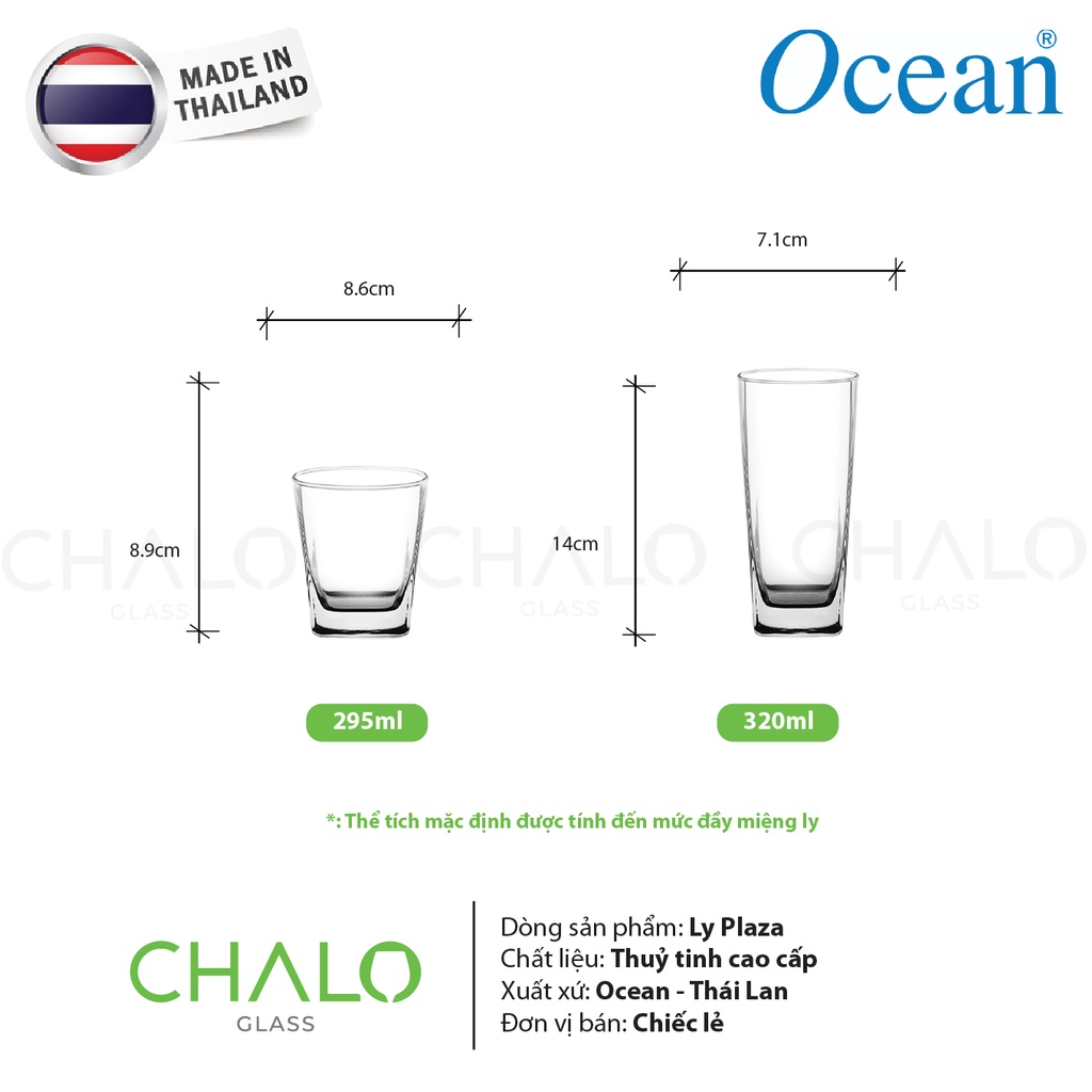 Cốc thủy tinh vuông Ocean Plaza Rock & Hi Ball 295ml ~ 320ml - P1010 - 1011