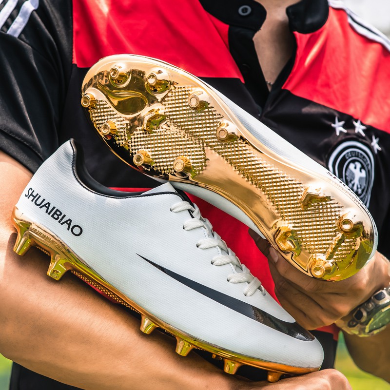 NEW SALE GIÀY ĐÁ BÓNG SÂN CỎ NHÂN TẠO Golden Soccer Shoes FG Kid's And Men's Outdoor Football Boots