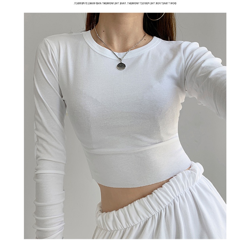 Áo thun tay dài dáng ôm phong cách Hàn Quốc thời trang mùa thu cho nữ có 3 màu lựa chọn