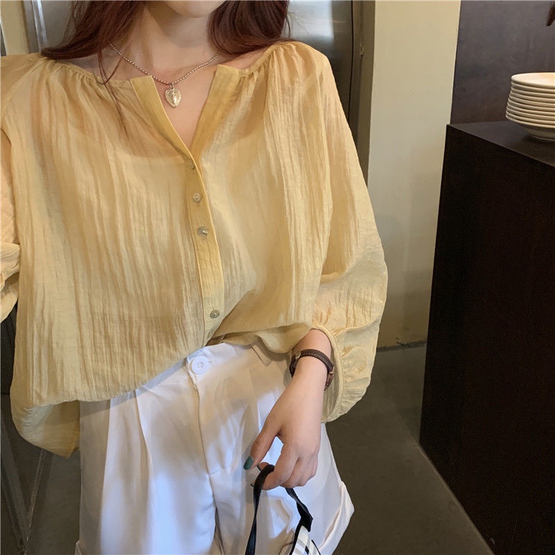Áo Sơ Mi Chiffon Tay Dài Thời Trang Hàn Quốc