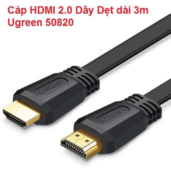 Cáp HDMI 2.0 Dây Dẹt dài 3m Ugreen 50820