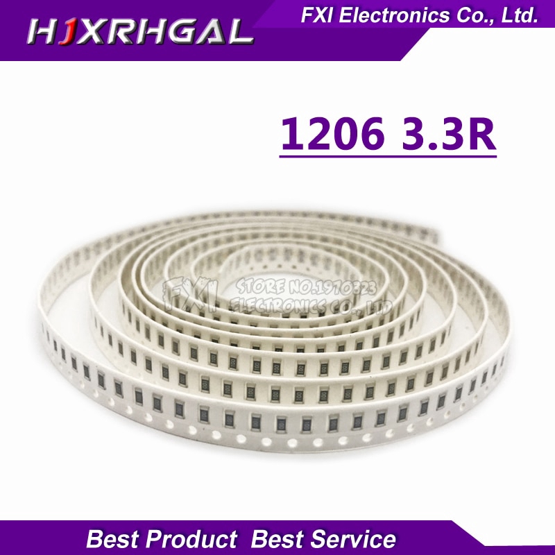 100 Chiếc 1206 SMD Điện Trở 3.3 ohm chip Điện Trở 0,25W 1 / 4W 3.3R 3R3 Mới Chính Hãng