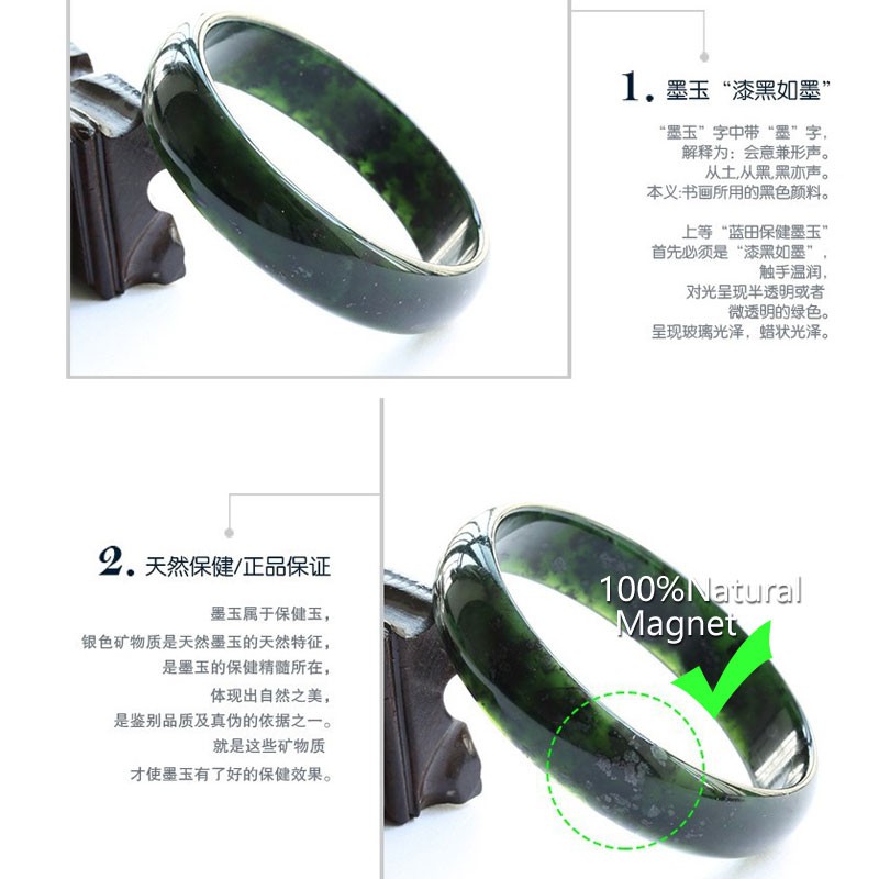 tự nhiên Màu xanh lá cây đậm Vòng đeo tay Hoa nổi ngọc bích Rộng hơn 54-73mm