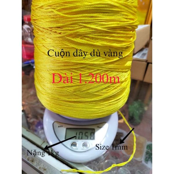 Cuộn dây dù màu vàng siêu to dài 1.200m nặng 1kg làm vòng
