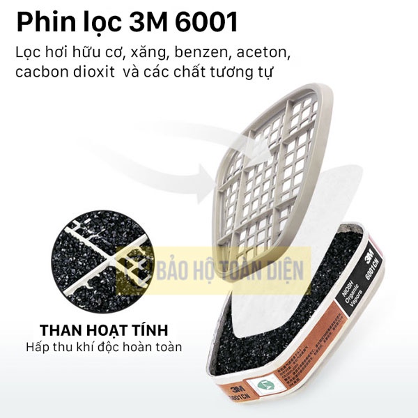 (CHÍNH HÃNG) Bộ mặt nạ phòng độc 3M 6200 kèm phin lọc 3M 6001 | Mặt nạ chống độc, phun sơn, phun thuốc cao cấp, an toàn