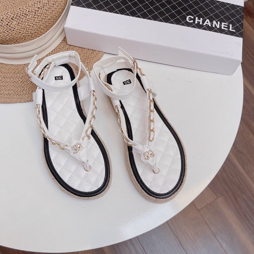 Sandal Hiền Hồ,Tông Sandal Đế cói 2cm ,dép xỏ ngón quai xích Thời Trang Mùa Hè Siêu Hot Đi Chơi, Đi Biển