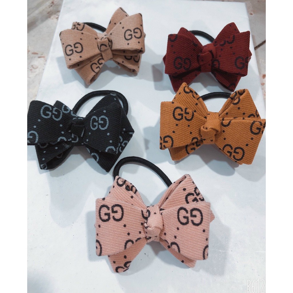 Dây cột tóc đính nơ guc.ci cỡ lớn phong cách Hàn Quốc cho nữ