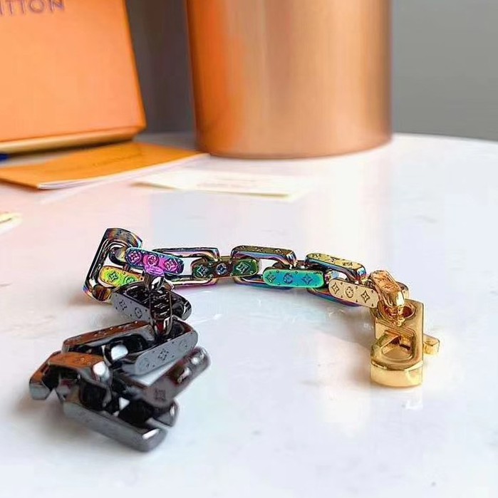 Vòng tay dạng xích nhiều màu bằng kim loại 21cm cho unisex