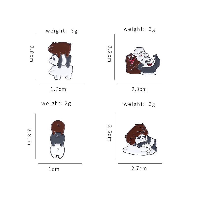 Ghim cài áo QIHE JEWELRY hình chú gấu 4 kiểu dáng dễ thương