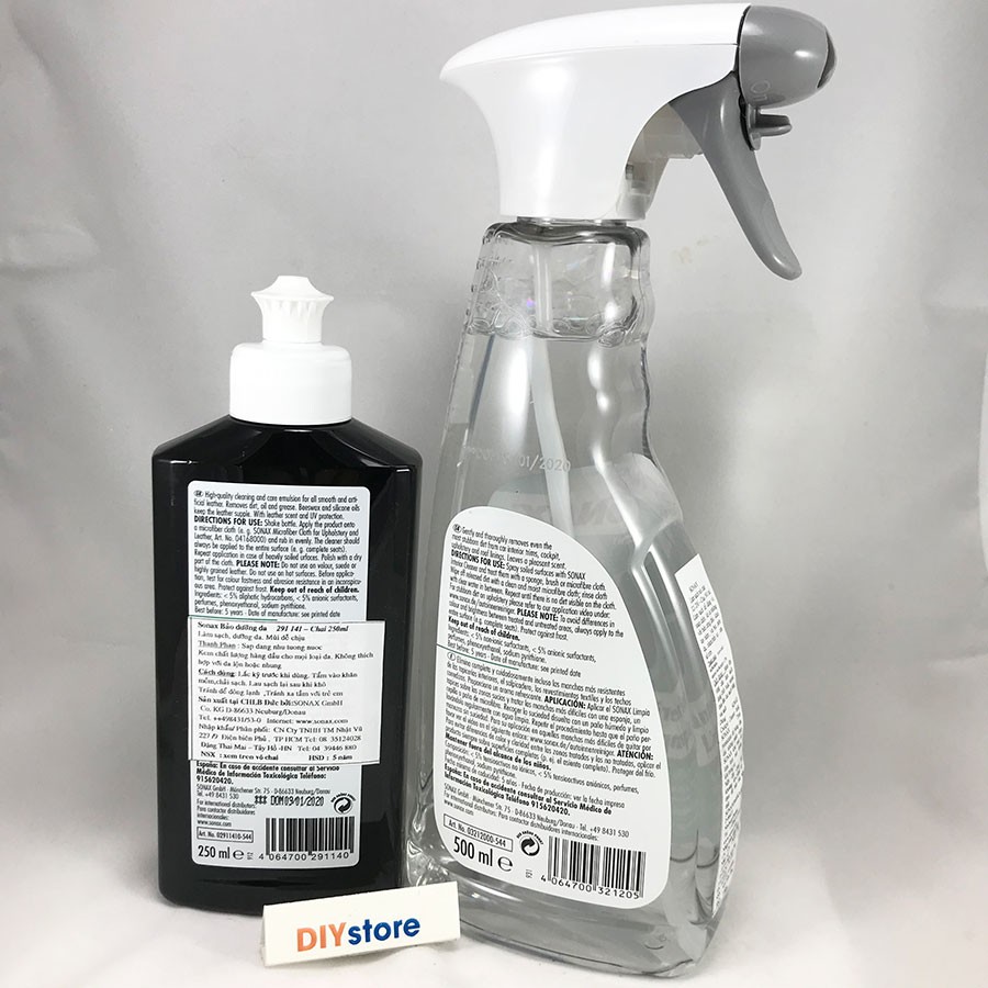 COMBO Dung dịch làm sạch nội thất SONAX Interior Cleaner & Kem bảo dưỡng ghế da SONAX Leather Care