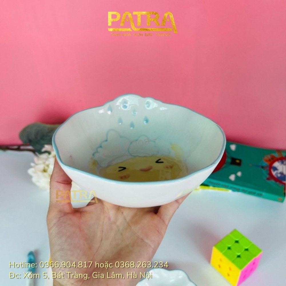 Bộ bát đĩa ăn dặm cho bé, set bát ăn cơm cute họa tiết cầu vồng