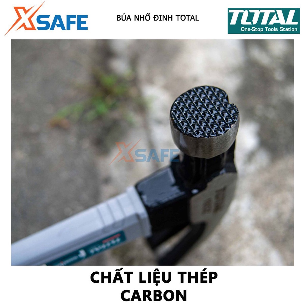 Búa nhổ đinh TOTAL Búa cầm tay mini thép carbon 45# được tôi luyện, chịu nhiệt, tay cầm kiểu dáng mảnh, chắn tay