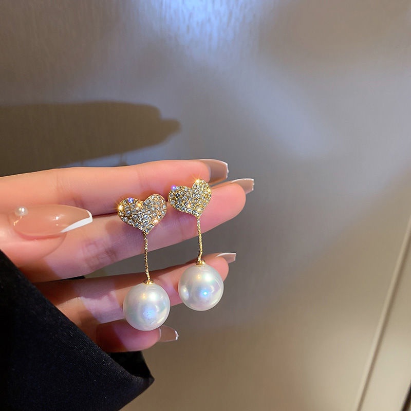 Khuyên Tai Bạc 925 Hình Trái Tim Phong Cách Hàn Quốc