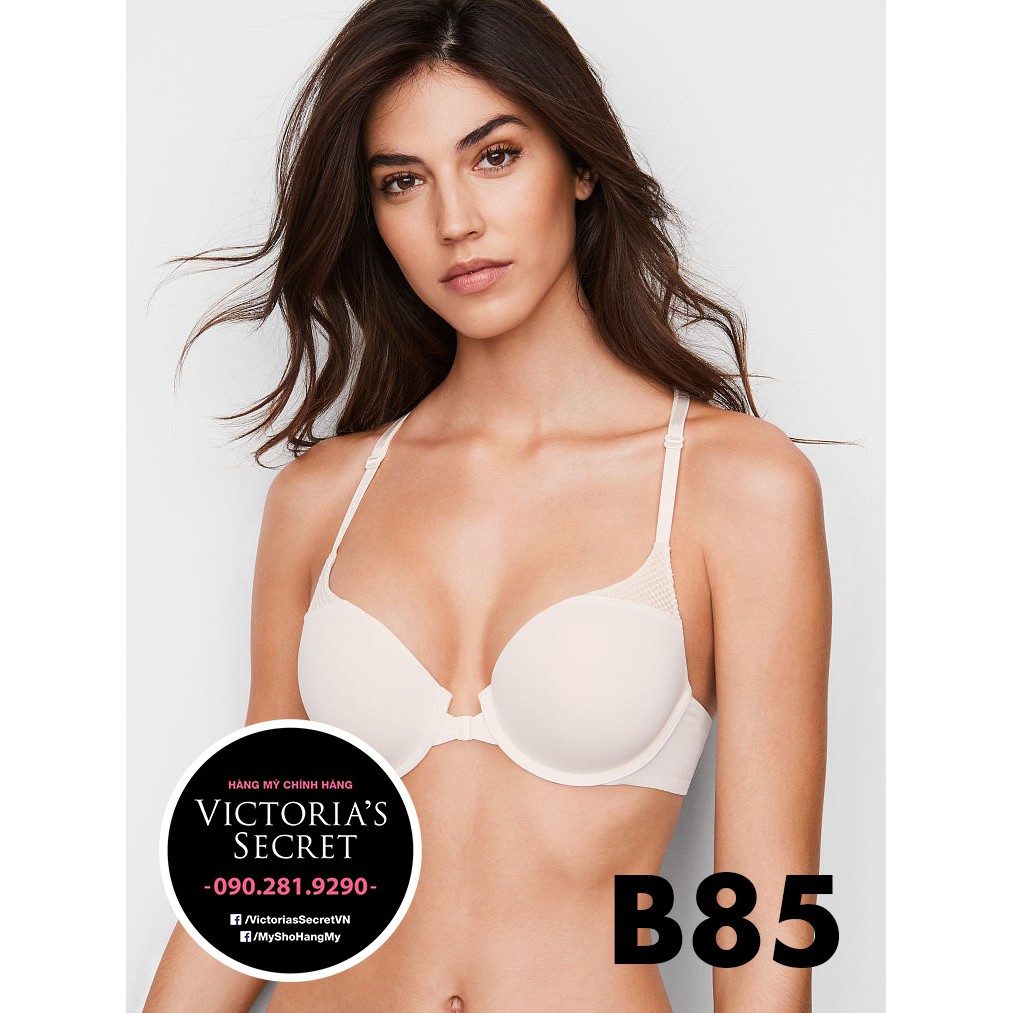 Hàng USA (size B85) Áo Vic nâng ngực màu trắng, gài trước, Mesh Coconut - Victoria's Secret USA