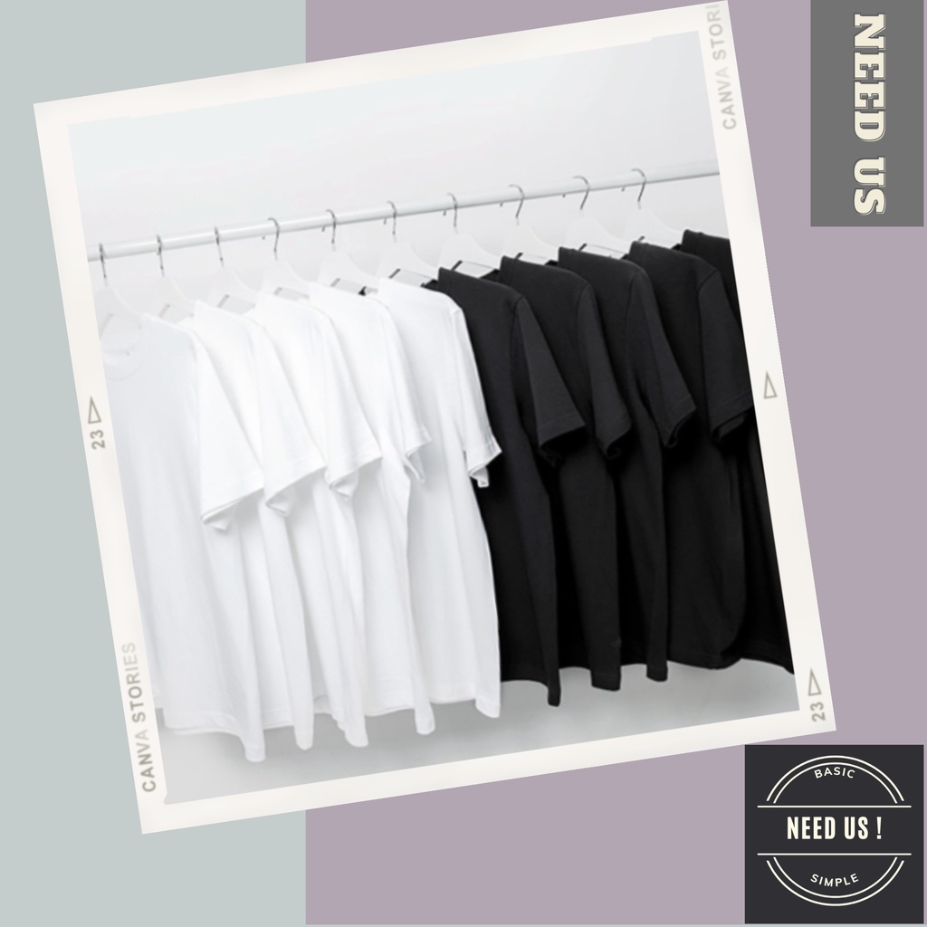 38-95kg  Áo phông tay lỡ, áo thun TRƠN TRẮNG ĐEN 100% cotton thoáng mát