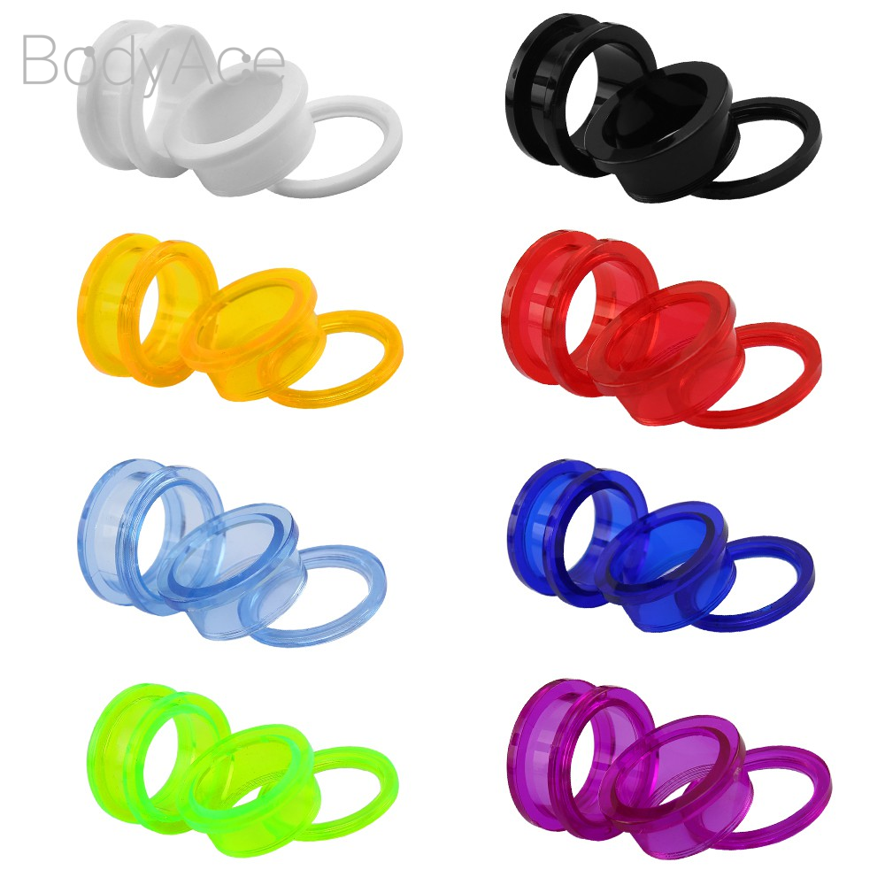 Khuyên nong tai màu đen bằng Acrylic UV 1.6 - 25mm