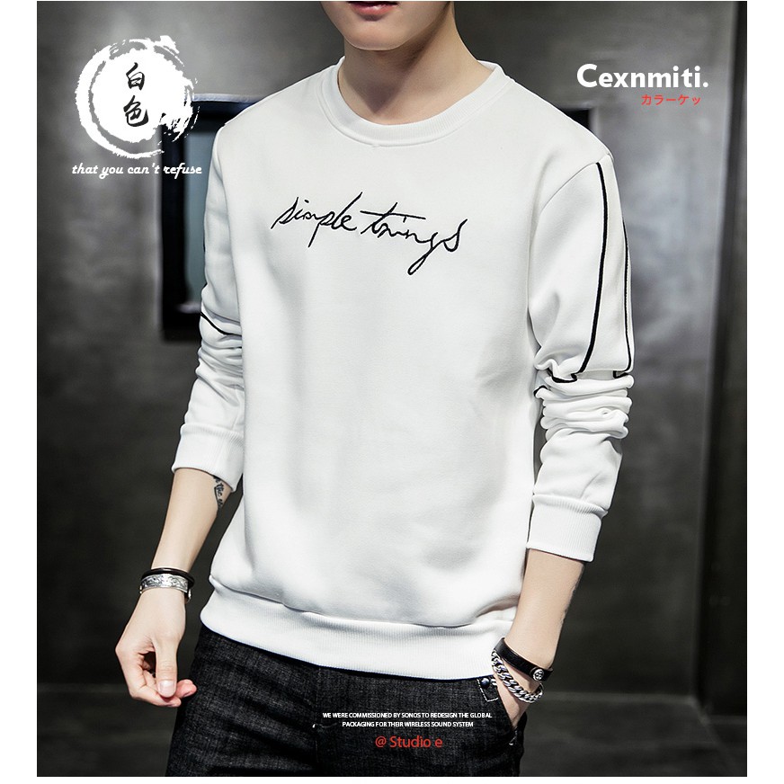 Áo thun nam 💚𝐅𝐑𝐄𝐄𝐒𝐇𝐈𝐏💚áo thun nam tay dài trắng, sweater thoáng mát, mềm mịn, thanh lịch, phong cách. | BigBuy360 - bigbuy360.vn