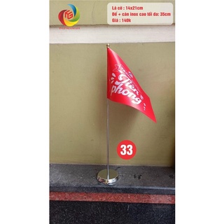 Cờ để bàn cắm 1 nước inox trắng tùu chọn nước