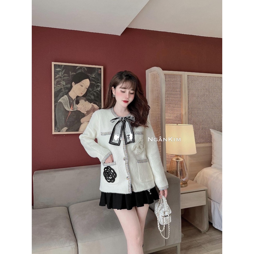 [ 𝐅𝐑𝐄𝐄 𝐒𝐇𝐈𝐏 ]   ÁO DẠ HÌNH HOA TRÀ NƠ CỔ