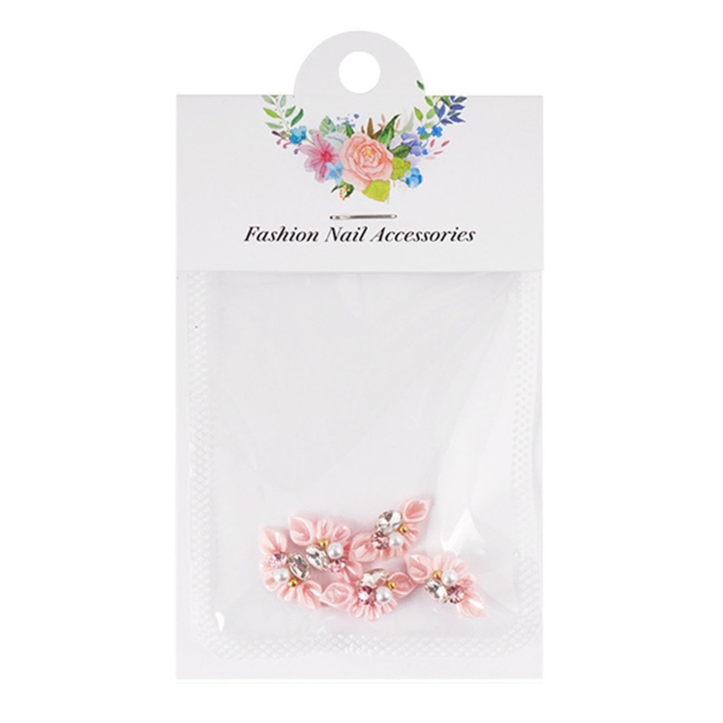 Set 5 Phụ Kiện Trang Trí Móng Nghệ Thuật Hình Hoa 3D Đính Ngọc Trai