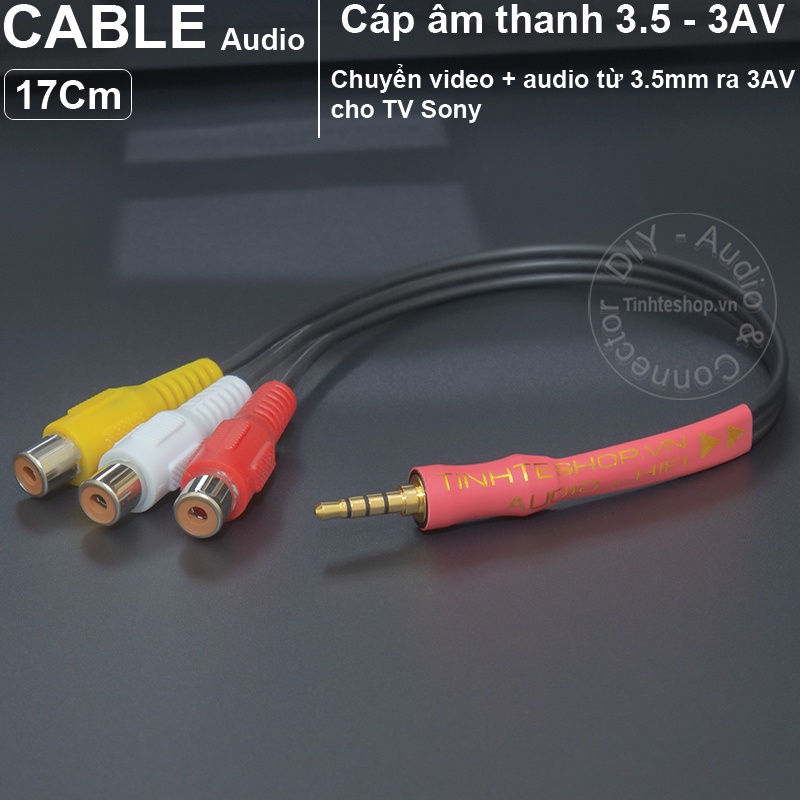 3.5 ra hoa sen audio + video cho TV Sony DIY 17Cm - 3 RCA to 3.5mm cable