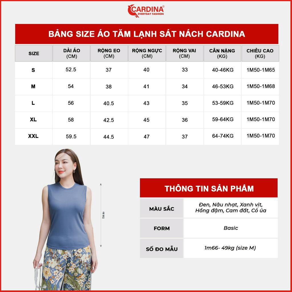 Áo nữ CARDINA chất tăm lạnh cổ tròn sát nách kiểu dáng basic tôn vóc dáng 3AF16
