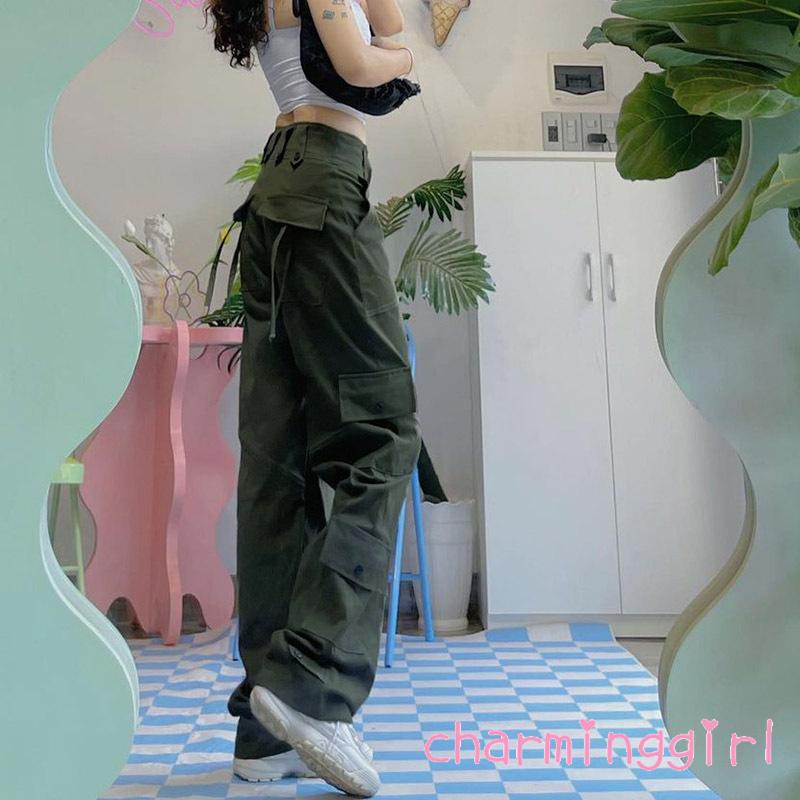 Quần yếm ống rộng màu sắc retro thời trang cho nữ