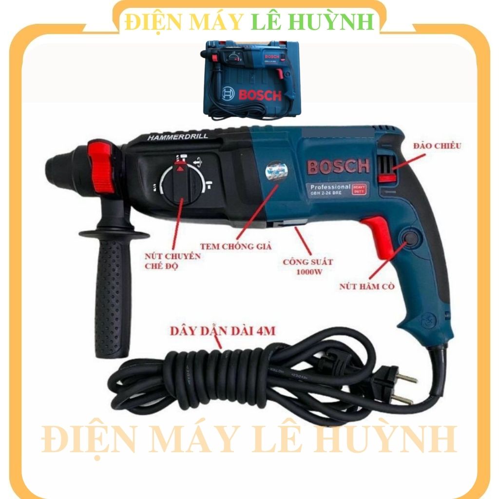 Máy khoan điện cầm tay đục tường bê tông BOSCH 2 26 đa chức năng mini giá rẻ