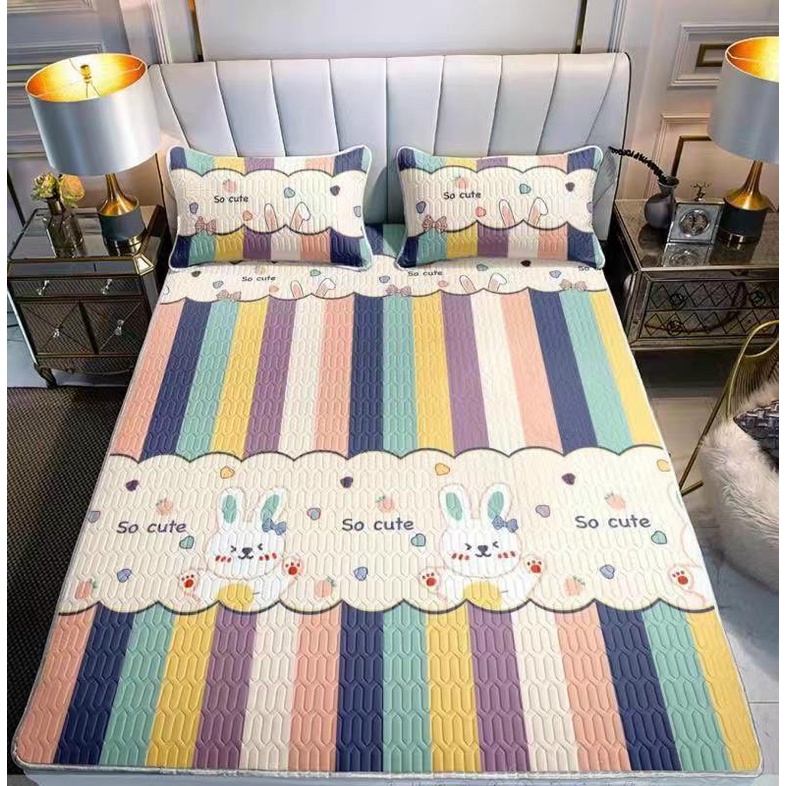 Chiếu Điều Hoà Cao Su Non Latex 2D Thỏ Cầu Vồng