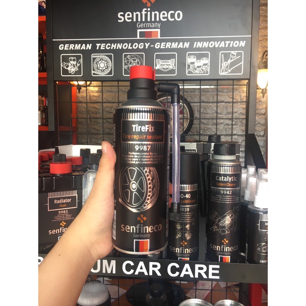 Senfineco 9987 - Keo tự vá bánh xe và phòng ngừa thủng lốp xe Senfineco Tire Fix Tire Repair Sealant 450ml Tặng Khăn