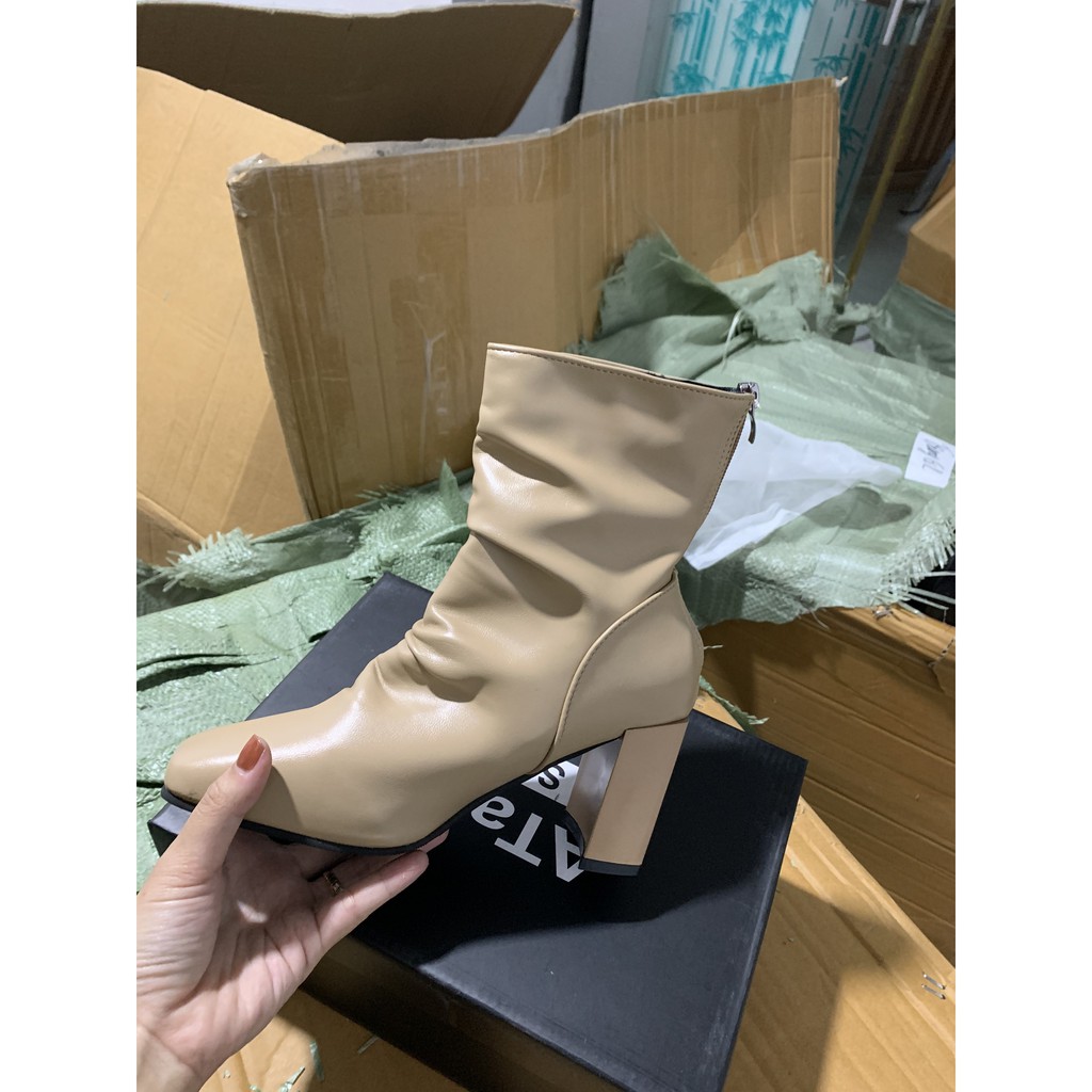 [Mã FASHIONGREEN15 giảm 10% tối đa 30k đơn từ 99k] Boot da lì nhăn đế cao 2 màu siêu hot(lót lông l1) | BigBuy360 - bigbuy360.vn