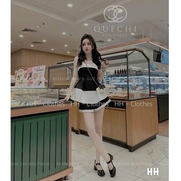 Sét bộ đồ nữ lụa 2 dây sexy 2 màu xanh và đen phối trắng tôn dáng trẻ trung sang trọng thanh lịch siêu xinh