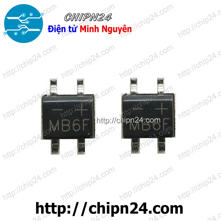 [6 CON] Cầu Diode MB6F SOP-4 0.8A 600V (SMD Dán)