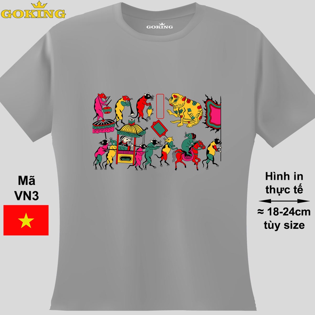 Đám cưới chuột, mã VN3. Áo phông tranh Đông Hồ Việt Nam siêu đẹp. Áo thun nữ nam thoát nhiệt Goking hàng hiệu cao cấp