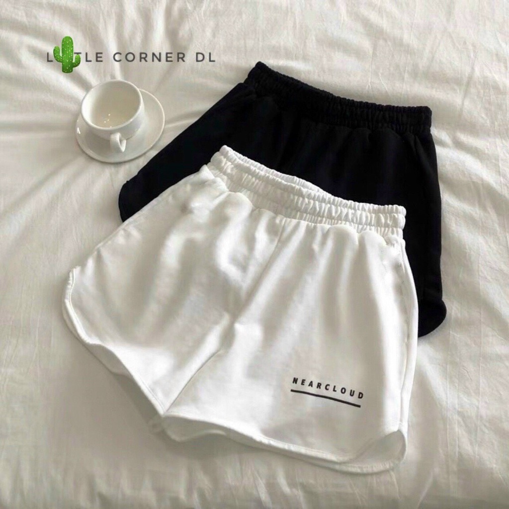 Quần đùi ống rộng in chữ nhỏ dưới cực xinh , chất thun da cá mềm mịn