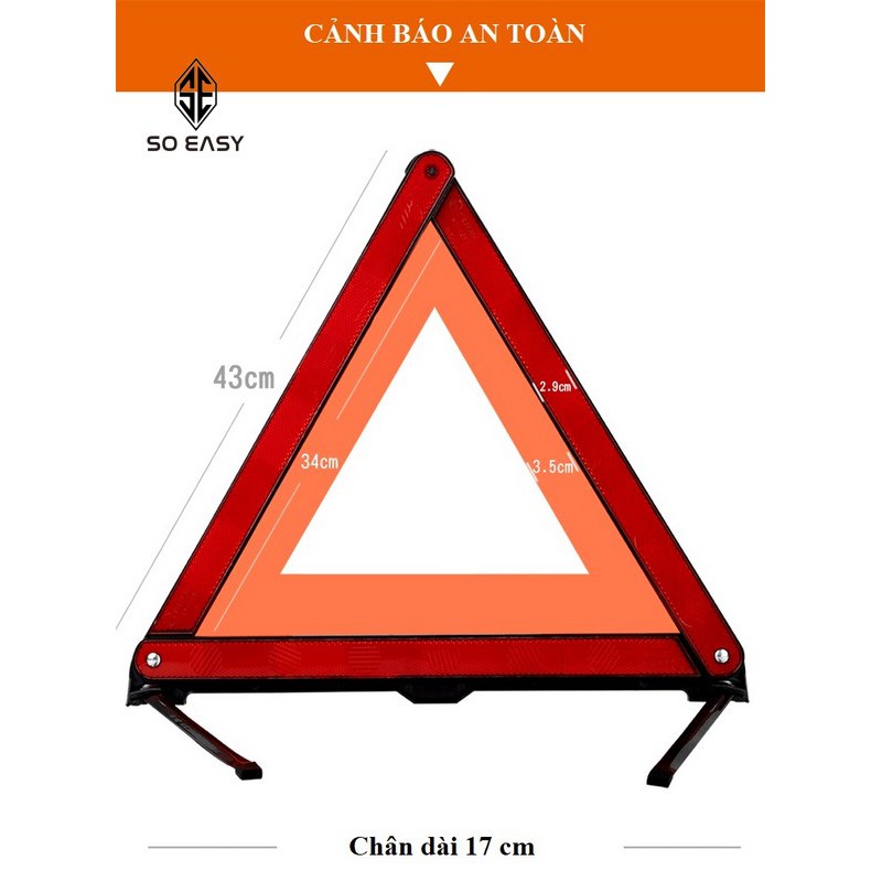 Biển báo tam giác phản quang cảnh báo nguy hiểm cho ôtô,xe khách,xe tải,xe containerkhi dừng đậu xe dễ gấp gọn-BB01