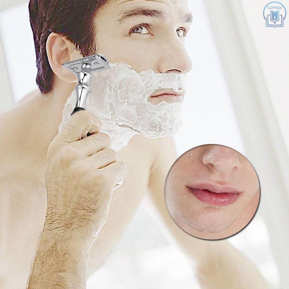 [Hàng mới về] Dao cạo râu truyền thống thiết kế hai lưỡi an toàn bằng thép không gỉ tay cầm dài tiện dụng | BigBuy360 - bigbuy360.vn