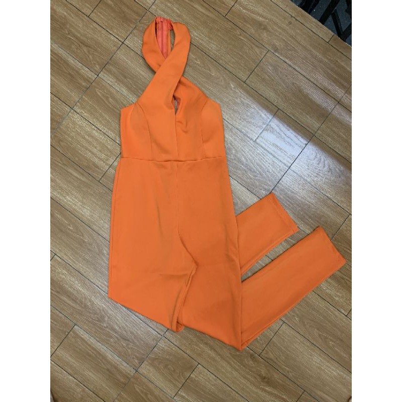 (CLEARSTOCK) Jumpsuit dài chéo cổ, hở lưng có mút ngực, ôm body rất sexy