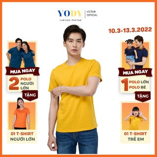 Áo thun nam YODY, áo phông cổ tròn trơn màu chất cotton mềm mại, hút mồ hôi, có áo gia đình TSM5201