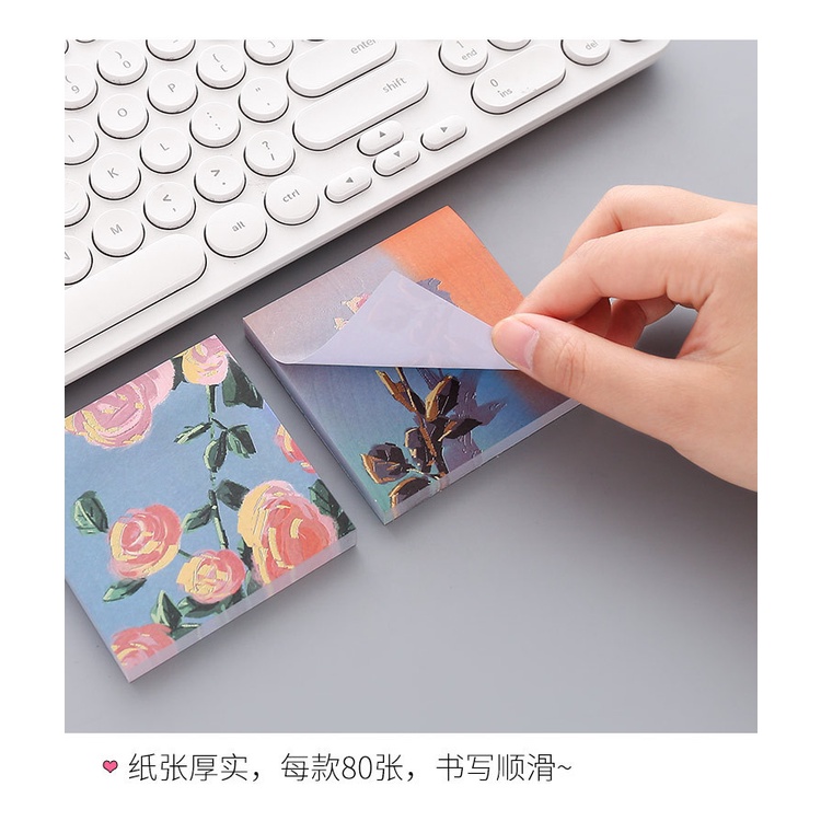 Giấy Ghi Chú Họa Tiết Tranh Sơn Dầu Màu Sắc Xinh Xắn