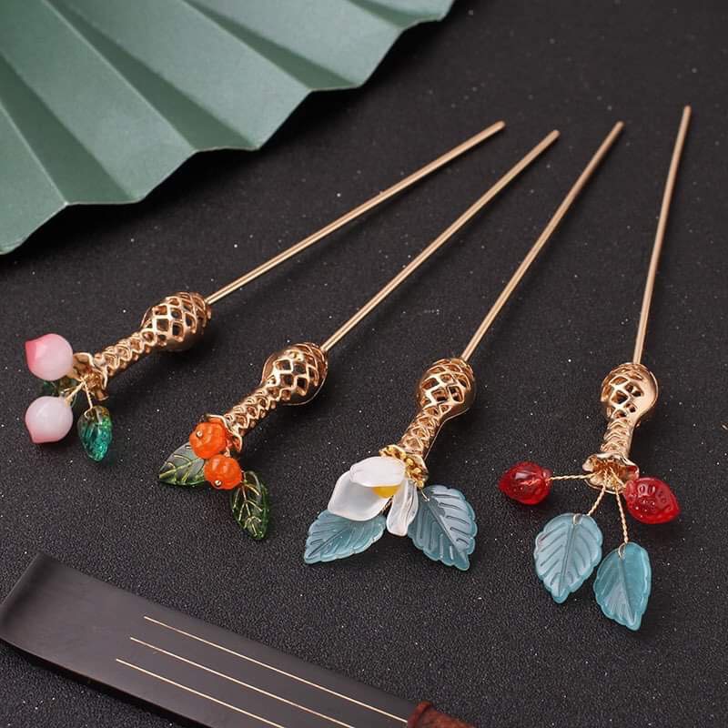 1 cán trâm họa tiết bình hoa 40*15mm*12mm nguyên liệu làm trâm làm trang sức cổ trang