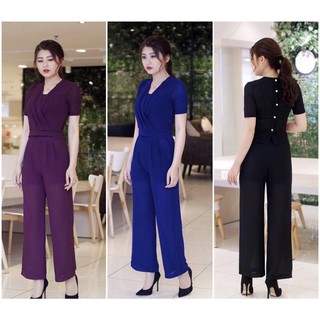 Bộ đồ giả jumsuit cổ V quần ống rộng BDNL10