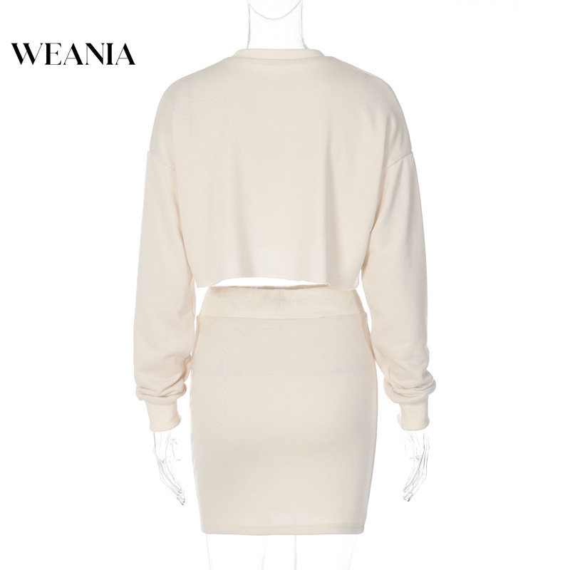 Set Đồ Thu Đông 2 Món Gồm Áo Sweater Tay Dài Dáng Rộng + Váy Cột Dây Ôm Dáng