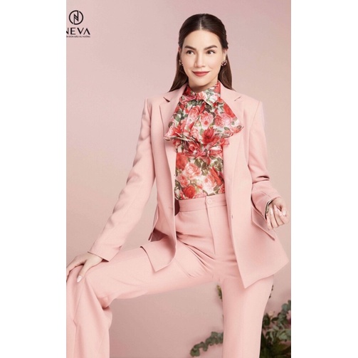 NEVA newtag set gồm áo vest/blazer hồng; quần hồng và áo sơ mi hoa hồng dài tay nguyên tag M/L