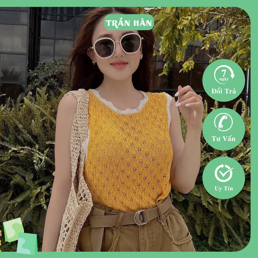 Áo nữ ba lỗ lưới viền ren croptop trẻ trung hiện đại dạo phố đi chơi siêu xinhI Trần Hân Shop 1006254