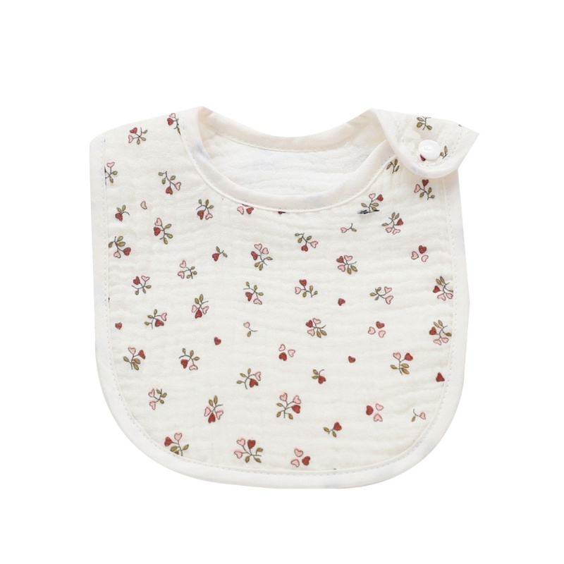 Yếm Ăn In Hoa Thoáng Khí Có Khóa Cài Có Thể Điều Chỉnh Cho Bé 0-12 Tháng Tuổi